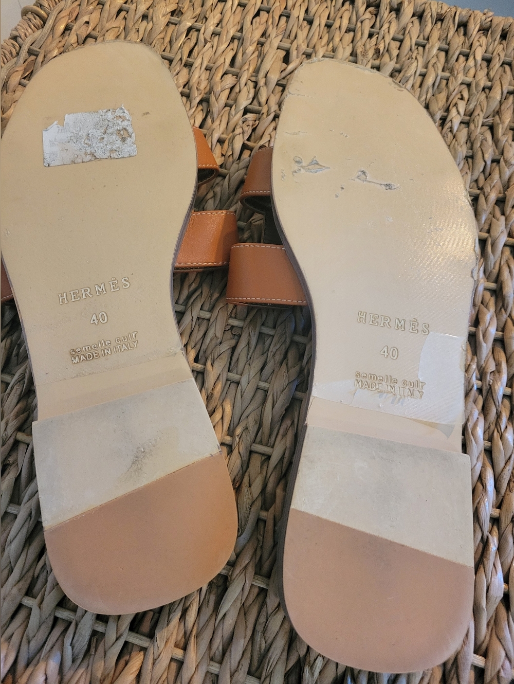 Hermes oran Leather  sandals Size EU 40 US 9-like New - Picture 4 of 12